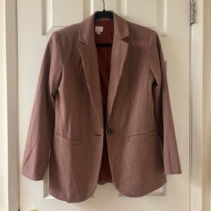 Red and Brown Checkered Blazer